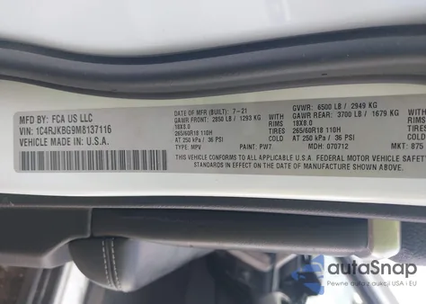 2021 Jeep Grand Cherokee L Limited 4X4 из США, поврежденный, VIN 1C4RJKBG9M8137116